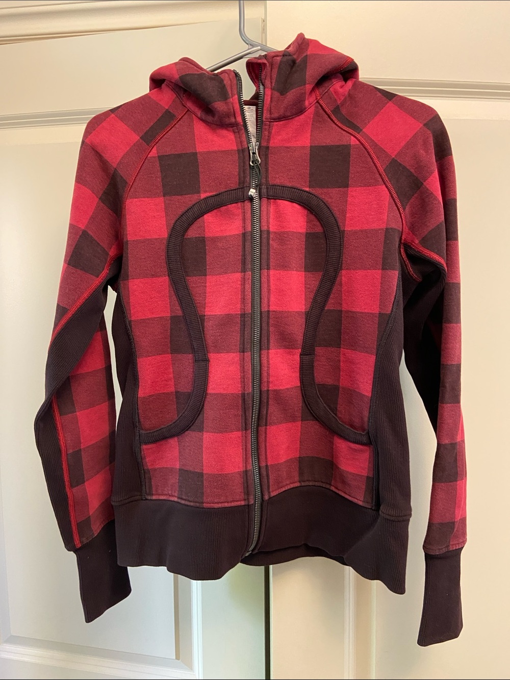 lululemon athletica Red and Black Plaid Full-Zip Hoodie